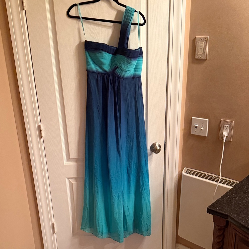 BCBGMaxAzria Blue Ombre One-Shoulder Maxi Dress
